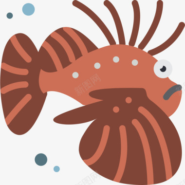 鱼海洋生物27扁平图标图标