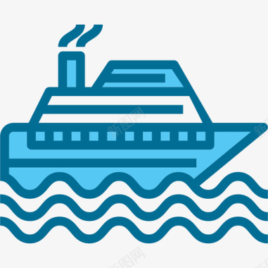 船旅馆和旅行4蓝色图标图标