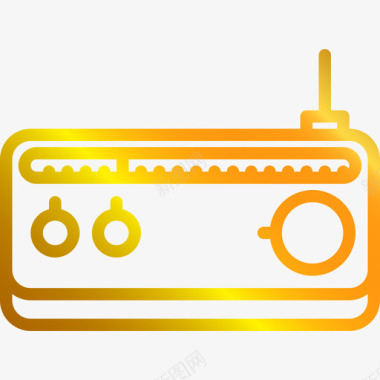 收音机复古小工具线性渐变图标图标