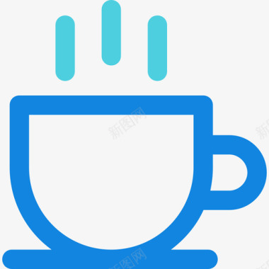 咖啡杯office58线形蓝色图标图标