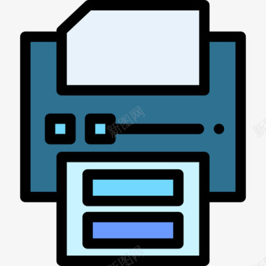 打印机计算机组件4线性颜色图标图标