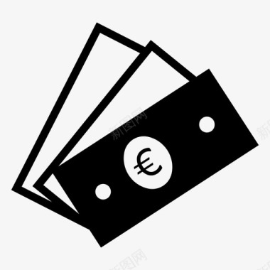 一捆欧元现金货币图标图标