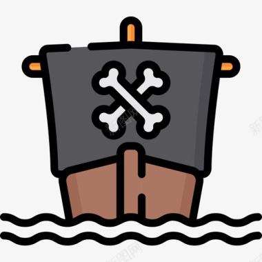 海盗船海盗33线性颜色图标图标