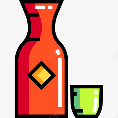 清酒亚洲食品7原色图标图标
