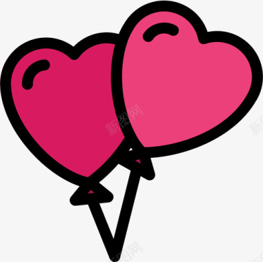 气球爱情浪漫8线性颜色图标图标