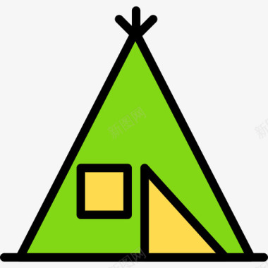 帐篷户外活动9线性颜色图标图标