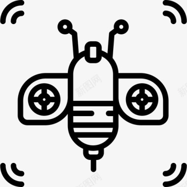 蜜蜂未来技术8线性图标图标