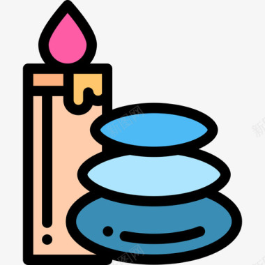 蜡烛水疗和桑拿线性颜色图标图标