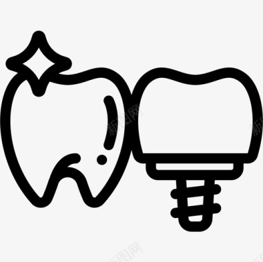 植入物牙医20线性图标图标