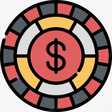 扑克筹码钱48线性颜色图标图标
