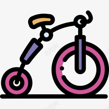 自行车游乐园24线性颜色图标图标