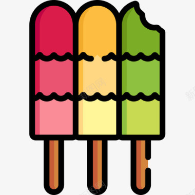冰淇淋糖果店13线性颜色图标图标