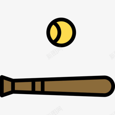 棒球户外活动9线性颜色图标图标