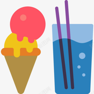冰淇淋热带26扁平图标图标
