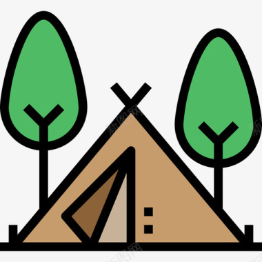 帐篷旅行102线性颜色图标图标