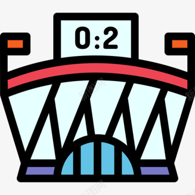 体育场城市建筑2线性颜色图标图标