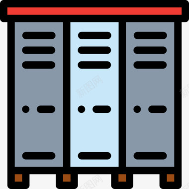 储物柜返校52线性颜色图标图标