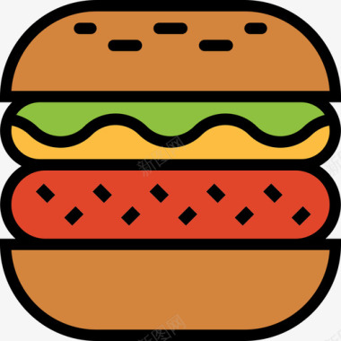 汉堡快餐27原色图标图标