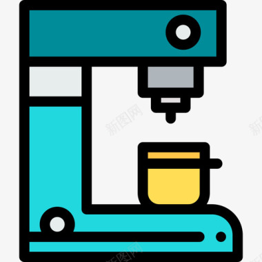 咖啡机家庭和生活8线性颜色图标图标