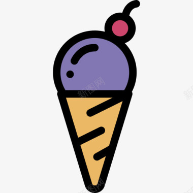 冰淇淋游乐园24线性颜色图标图标