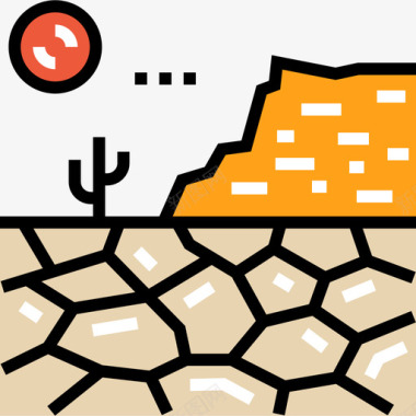 沙漠西部荒野28线性颜色图标图标
