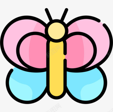 蝴蝶婴儿淋浴5线性颜色图标图标