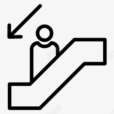 自动扶梯下行下行扶梯图标图标