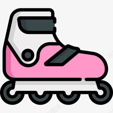 溜冰鞋活跃生活方式10线性颜色图标图标