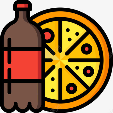 披萨快餐38线性颜色图标图标