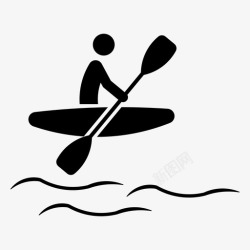 划皮划艇的男人划独木舟探险划船图标高清图片