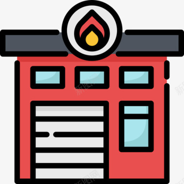 消防站紧急服务9线性颜色图标图标