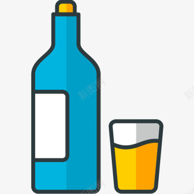 酒毒品和毒品2线性颜色图标图标