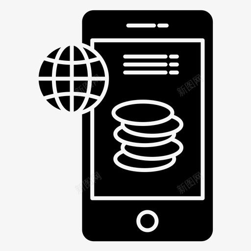 数据库手机互联网图标svg_新图网 https://ixintu.com 互联网 手机 数据库 设置