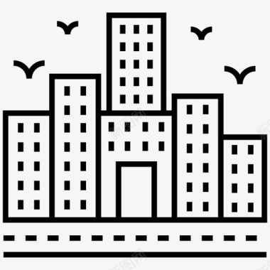 城市景观商业建筑工业图标图标