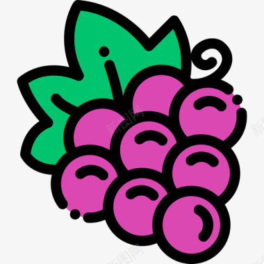 葡萄水果蔬菜9线形颜色图标图标