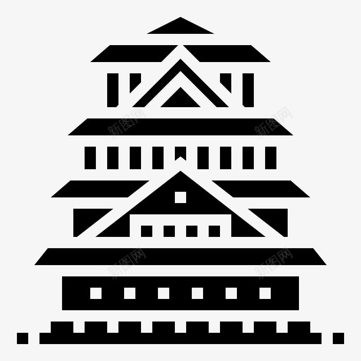 大阪城堡建筑日本图标svg_新图网 https://ixintu.com 地标 大阪城堡 建筑 日文符号 日本