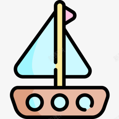 船婴儿淋浴5线性颜色图标图标