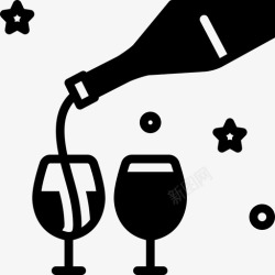 插画倒酒杯自由流动瓶杯图标高清图片