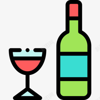 酒瓶自由时间13线性颜色图标图标