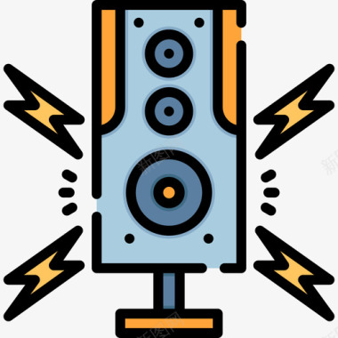 扬声器摇滚乐4线性颜色图标图标