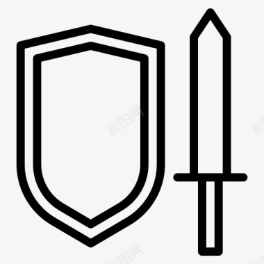 盾牌和剑危险装备图标图标