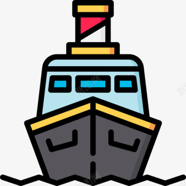 船旅行148线性颜色图标图标