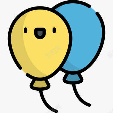 气球服装派对12线性颜色图标图标