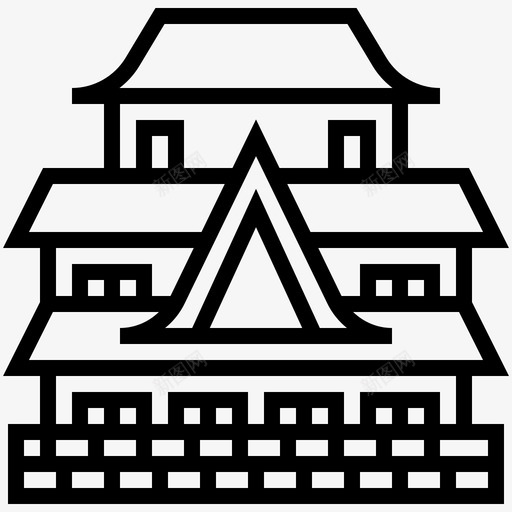 大阪城堡建筑地标图标svg_新图网 https://ixintu.com 地标 地标3line 大阪城堡 建筑
