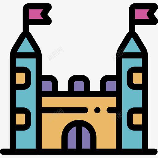 城堡游乐园24线性颜色图标svg_新图网 https://ixintu.com 城堡 游乐园24 线性颜色