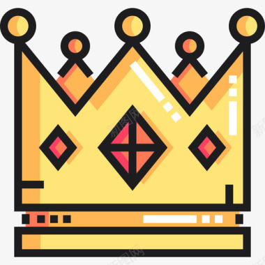 皇冠中世纪24线性颜色图标图标