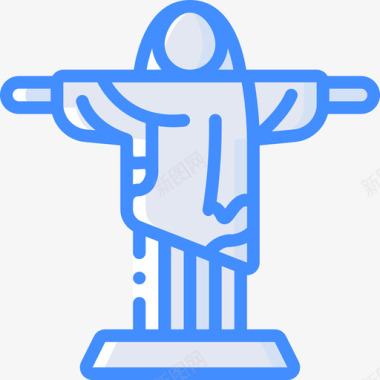 救世主基督地标和纪念碑4蓝色图标图标