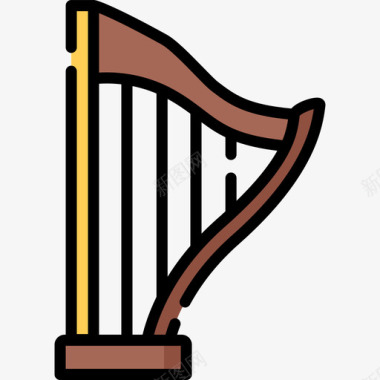 竖琴乐器13线性颜色图标图标