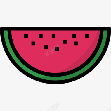 西瓜水果和蔬菜9线颜色图标图标