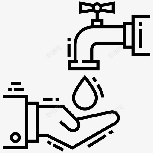 节水节约自然水管理图标svg_新图网 https://ixintu.com 供水系统 水管理 水资源 环境和生态线图标 节水 节约自然